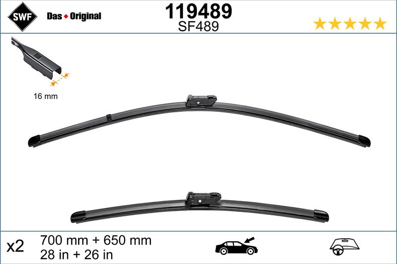 SWF Visioflex Wischblatt L1 700mm 1Satz = 2Stk