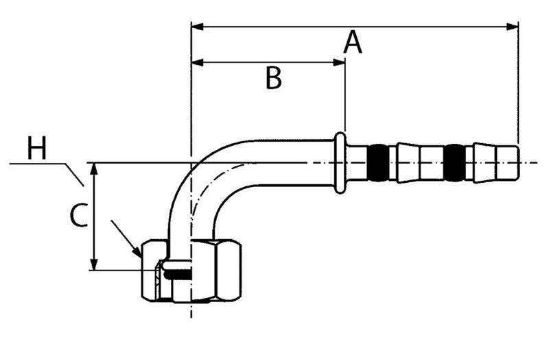 Refr. Fitting W 13/32 90g OR 3/4 16UNF