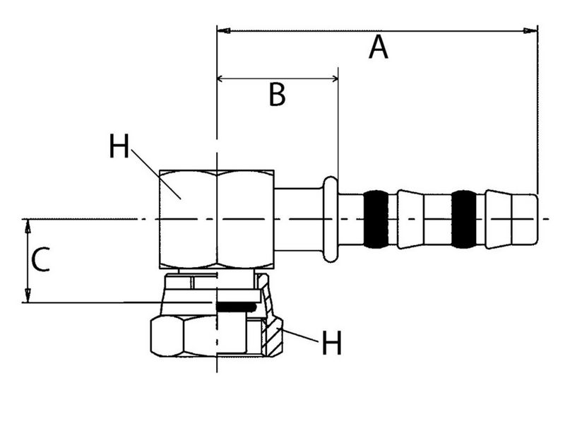 Refr. Fitting W 13/32 90g OR B 3/4 16UNF