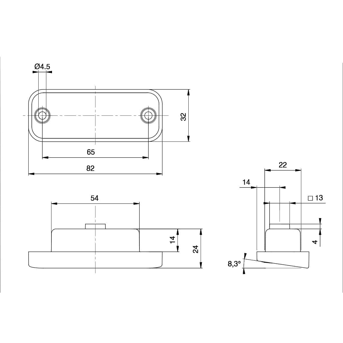 LED-Kennzeichenleuchte sw K 580b/9-32V (1W) 