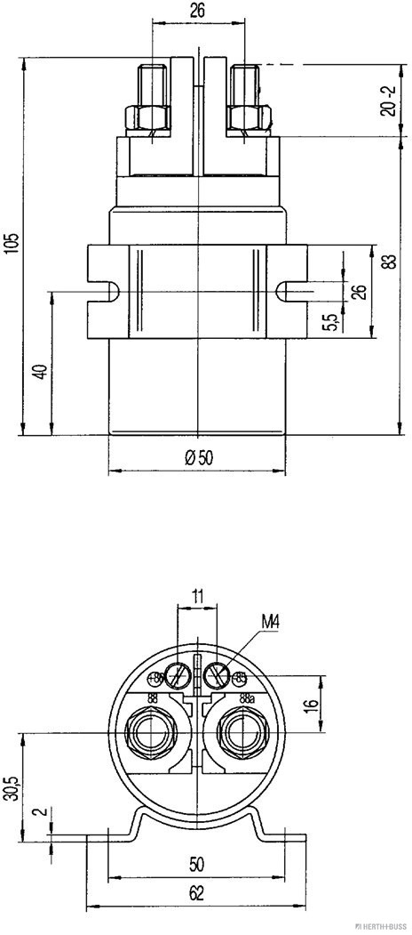 Relais, Arbeitsstrom 24V, 300A, 4 pins