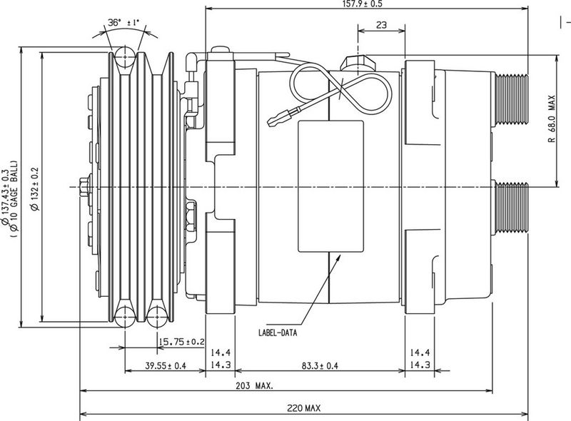 Kompressor HR SP15 12V R134a OR RO 132 A Diavia_Ersatzteile